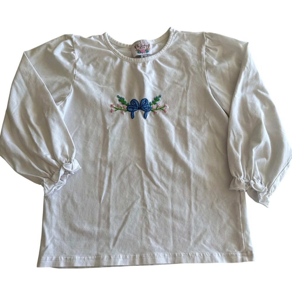 The Smocking Place White Dress with Blue Bird Embroidery - Size 6